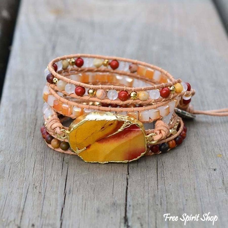 Bloodstone & Red Jasper Wrap Bracelet