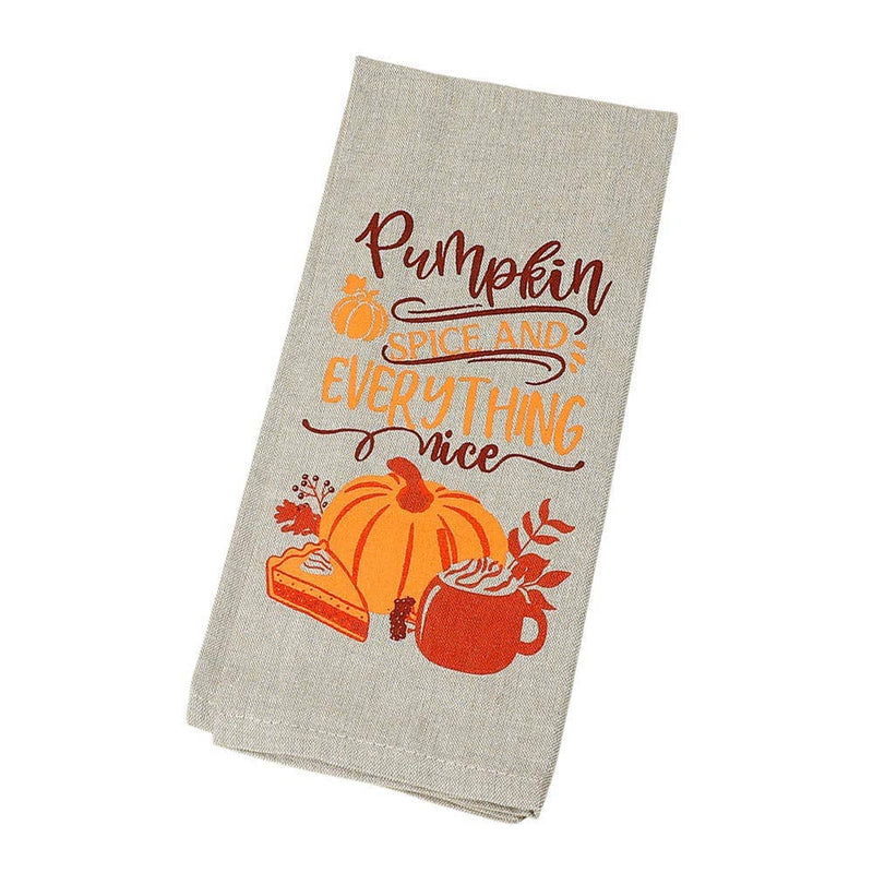 PUMPKIN SPICE AND EVERYTHING Message Printed Kitchen Towel