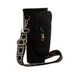Solid Tumbler Carrier Holder Geometric Pattern Strap Crossbody Bag