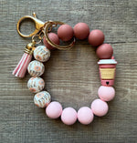 But First Coffee Silicone Bead Wristlet Keychain