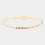 I can & I will Brass Thin Metal Hook Bracelet