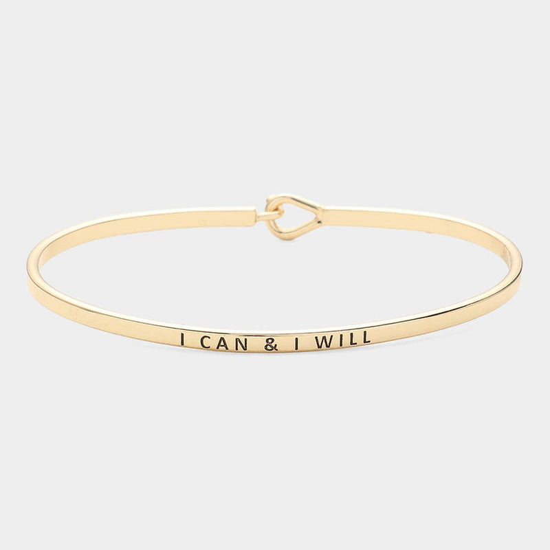 I can & I will Brass Thin Metal Hook Bracelet