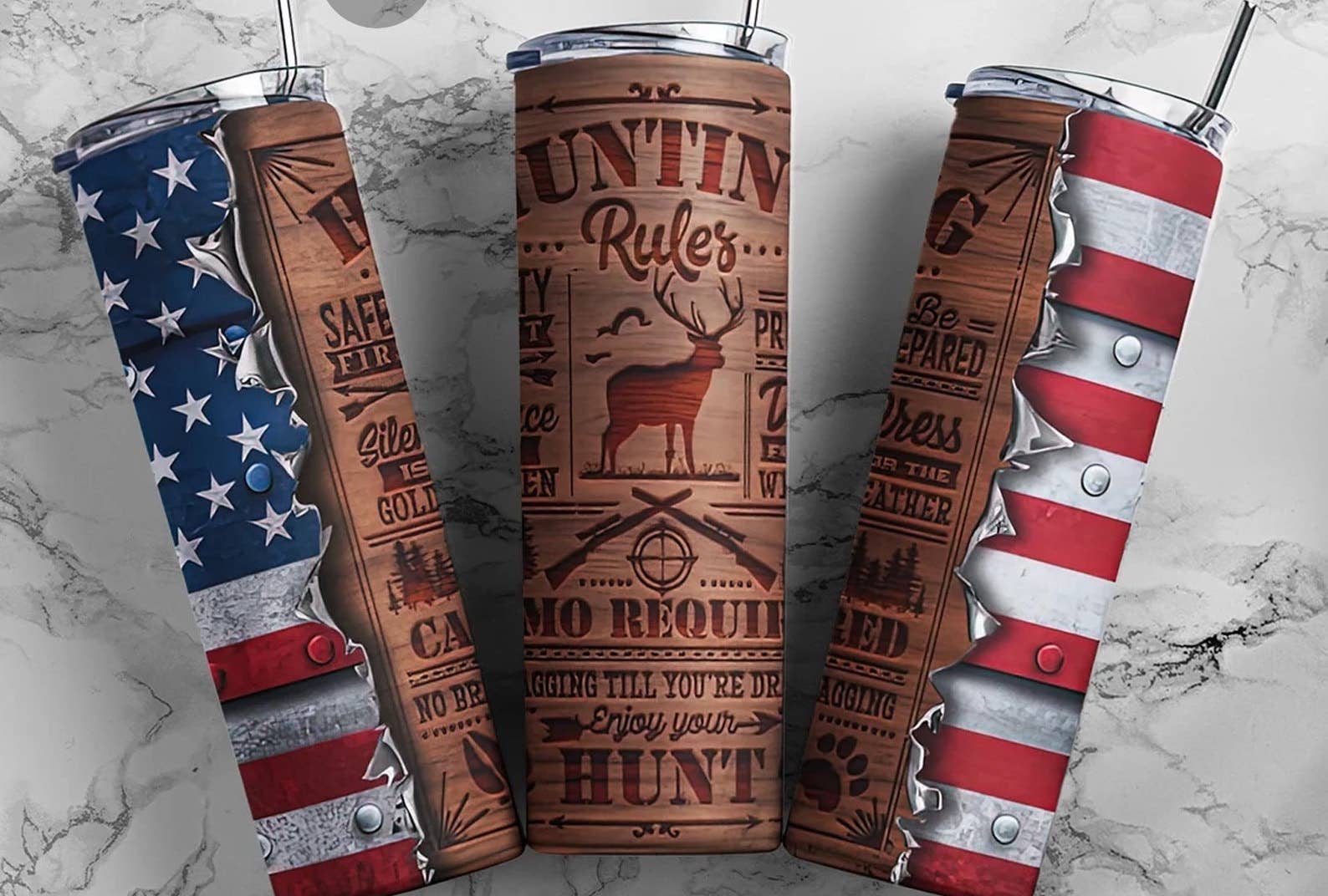 AmericHunting Tumbler, Mens 20 oz Skinny Tumbler, Dad Gift