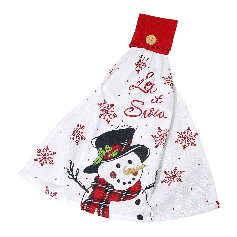 LET IT SNOW Snowman Hanging Kitchen Towel
