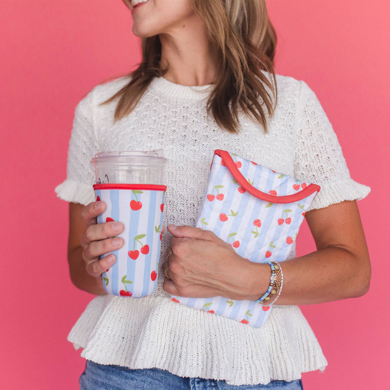 Cherry Striped Drink Sleeve
