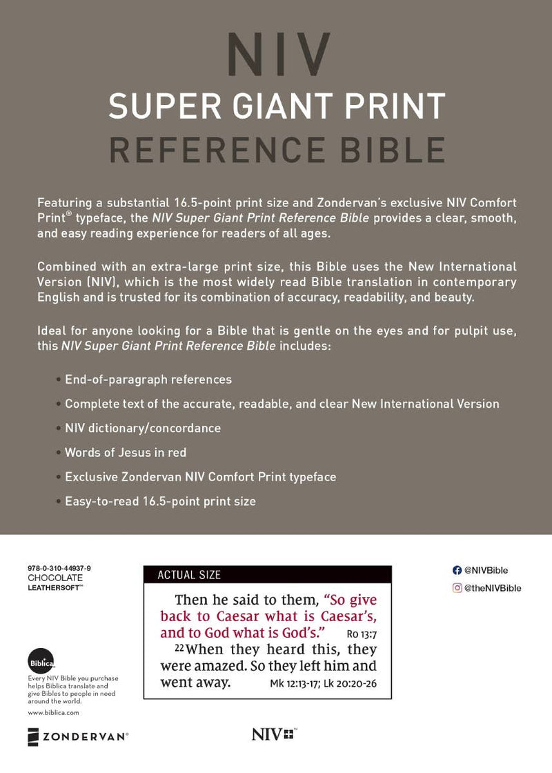 NIV, Super Giant Print Reference Bible