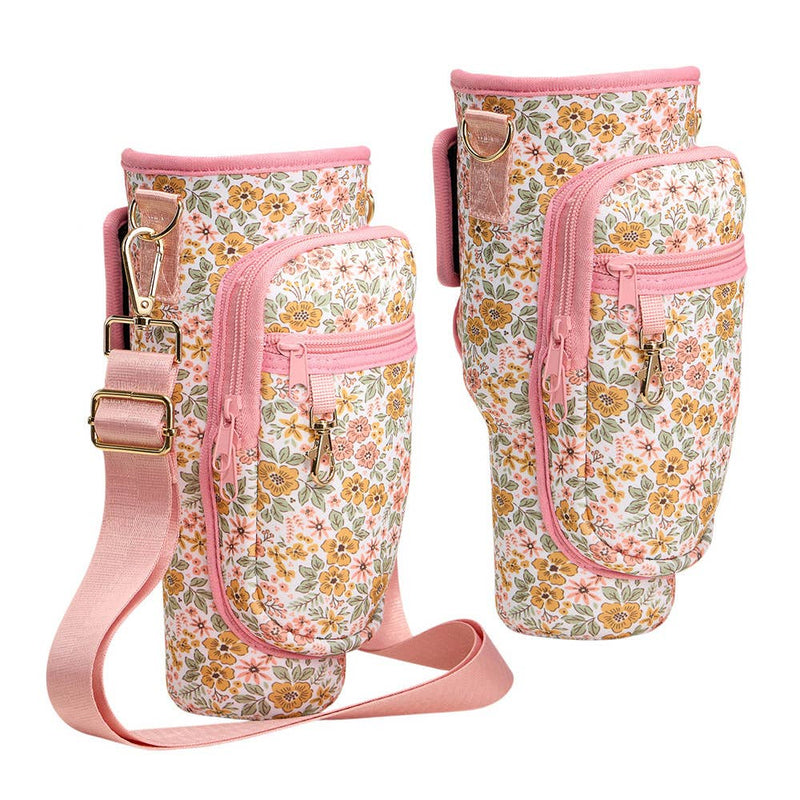 Flower Pattern Tumbler Carrier Holder Bag