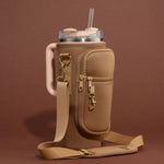 Solid Tumbler Carrier Holder Geometric Pattern Strap Crossbody Bag