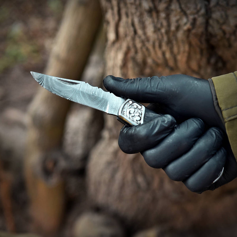 Handmade Damascus Pocket knife with sheath for Men