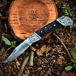 Handmade Damascus Pocket knife with sheath for Men