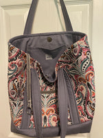Multi color paisley with gray base.